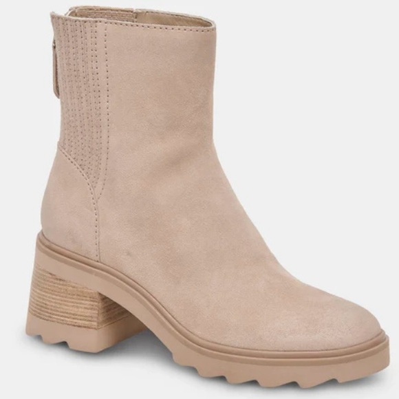Dolce Vita Martey H2O Waterproof Taupe Suede Lug Sole Ankle Boots